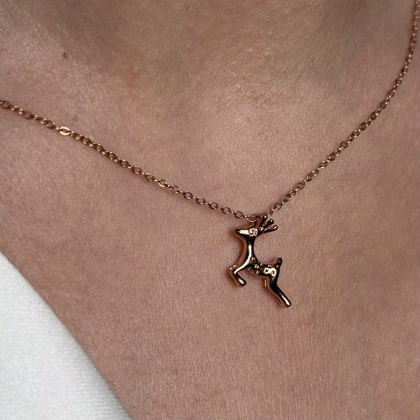 گردنبند گوزن رزگلد