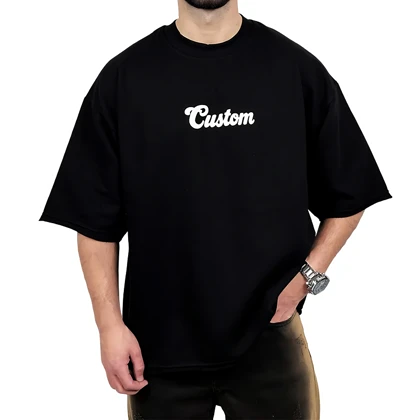 تیشرت مردانه مشکی پنبه سه نخ طرح ساده فونت