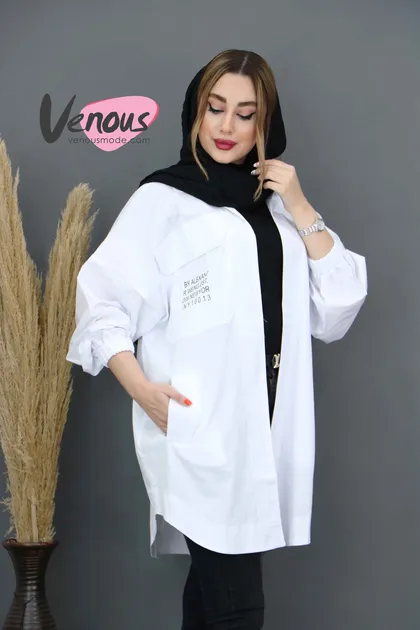 مانتو لینن جیب چاپی