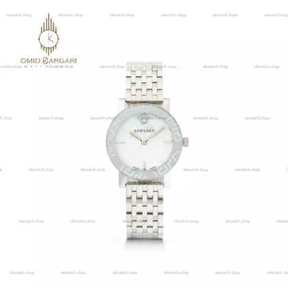 ساعت مچی ورساچه دورحکاکی بند سیلور صفحه سفید Versace