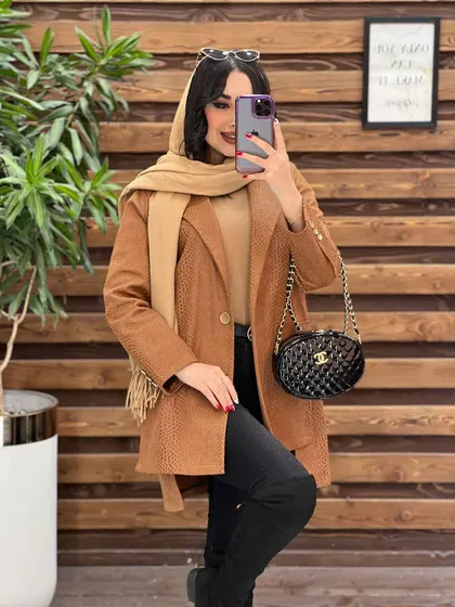پالتو پوست ماری تک دکمه