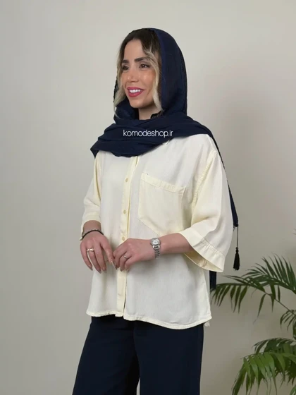 شومیز سیلک باکسی زنانه میله‌ای