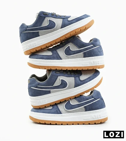 کفش کتانی مردانه و زنانه سفید آبی نایک NIKE AIR FORCE مدل 7767