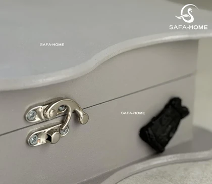 جعبه لوازم خیاطی طرح دوژان مدل سه خط طوسی و مشکی