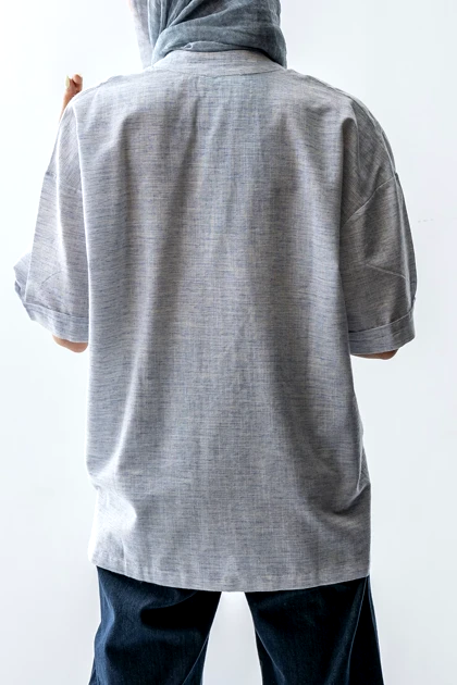 شومیز نیم قاپک دو جیب زنانه