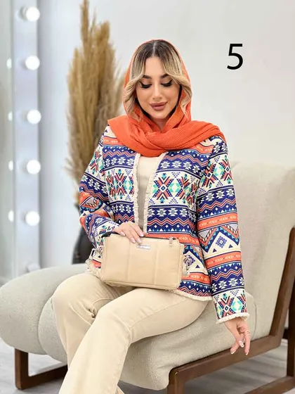 مانتو طرح دار آستین ریش