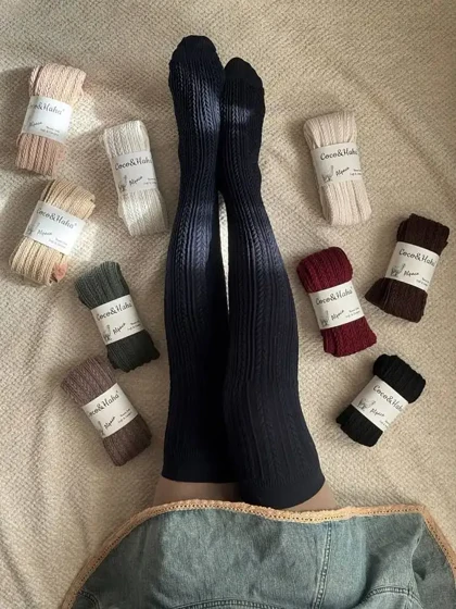 جوراب ساق بلند بالا زانو زنانه طرح خوشه گندم