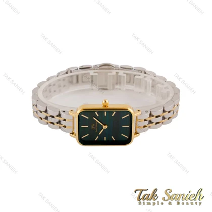 ساعت دنیل ولینگتون زنانه مستطیلی دورنگ طلایی صفحه سبز طرح دار DW-4710-L