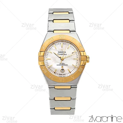 ساعت امگا کانسلیشن زنانه طلایی نقره ای صفحه صدفی 105855