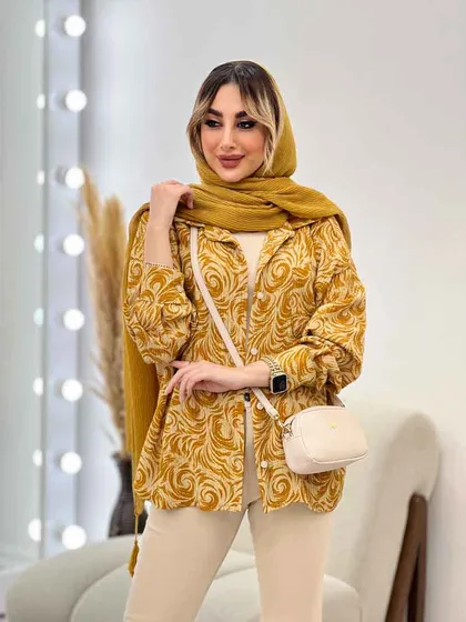 شومیز طرح دار تک جیب