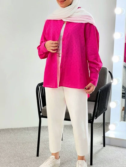 شومیز مانتویی نخ گل برجسته کد 3889