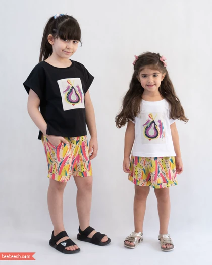 ست تیشرت و شلوارک طرح گلابی