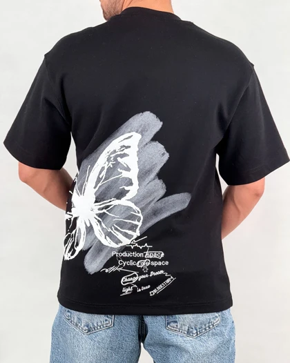 تیشرت مردانه اسپرت مدل لش استورم پروانه چاپ رنگ مشکی کد 999110