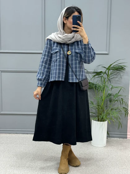 ست پیراهن مانتویی و کت شانل ملودی