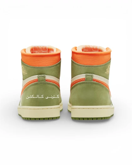 کتانی نایک ایر جردن وان ساق‌دار سبز نارنجی Nike Air Jordan 1 High OG Craft Celadon