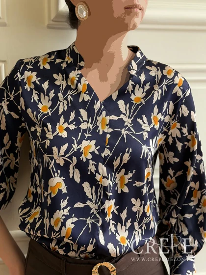 شومیز یقه سه سانت گل‌دار