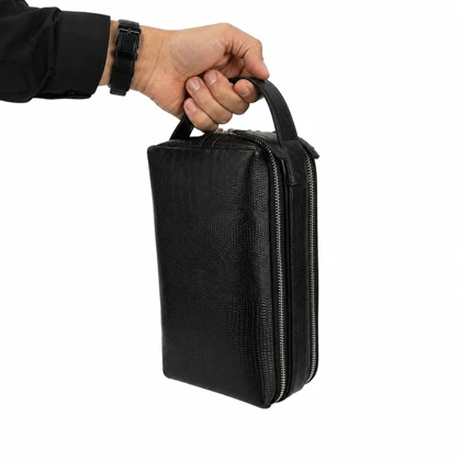 کیف دستی و پاسپورتی چرم طبیعی Lizard1