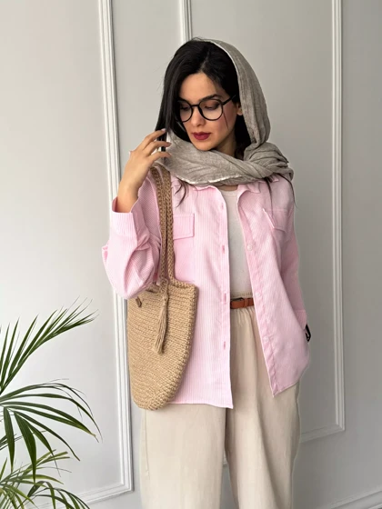 مانتو راه راه رز