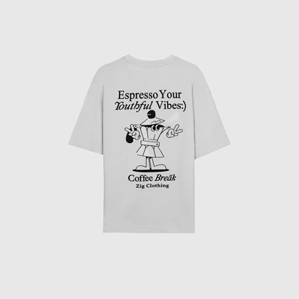 تیشرت مردانه طوسی روشن زیگ zig مدل Espresso Vibe