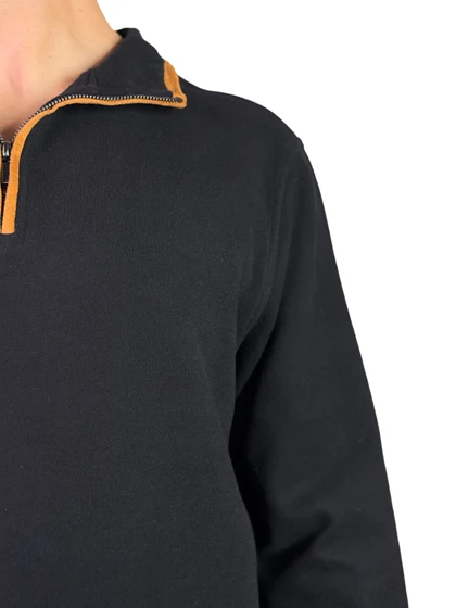 سلانیک بیسیک نیم زیپ مردانه رنگ مشکی کد 89870