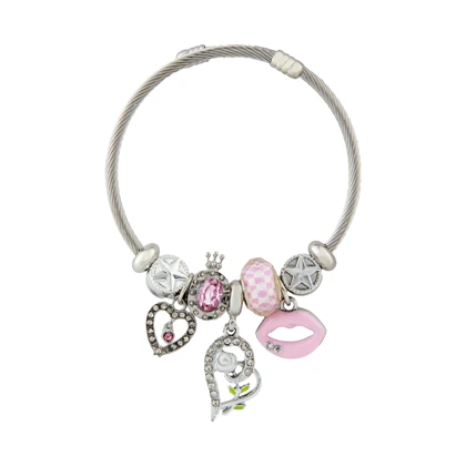 دستبند پاندورا مدل قلب و لب