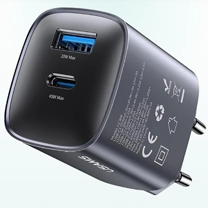 شارژر دیواری 45 وات یوسامز USAMS مدل CC290 دو پورت
