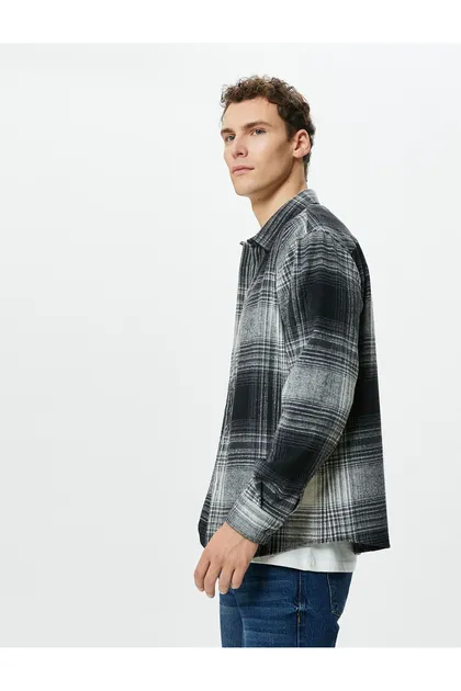 پیراهن یقه کلاسیک دکمه دار آستین بلند 4WAM60083HW