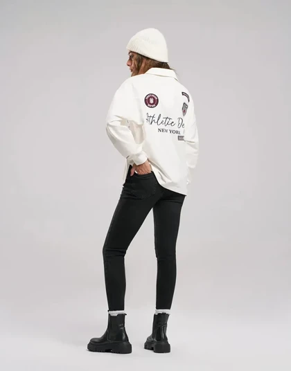 آستین بلند نرکیب چاپ و گلدوزی