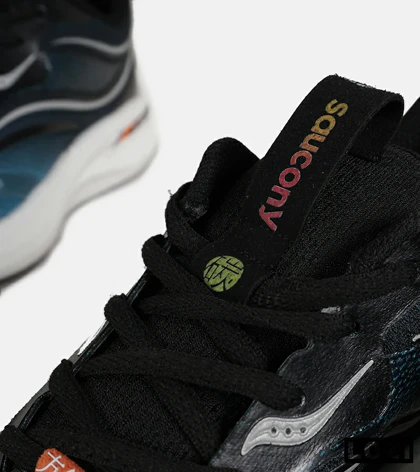 کفش کتانی مشکی آبی Saucony Ride Review v.2 مدل 7395