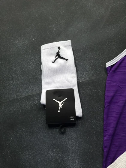 ست رکابی و شلوارک جوردن با تم بنفش + جوراب