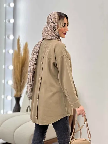 مانتو کتان پشت دکمه