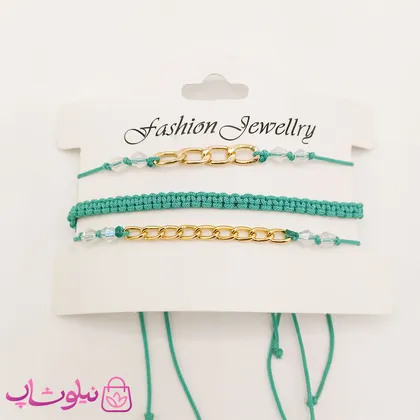 پابند زنانه رنگی سه ردیفه سبز