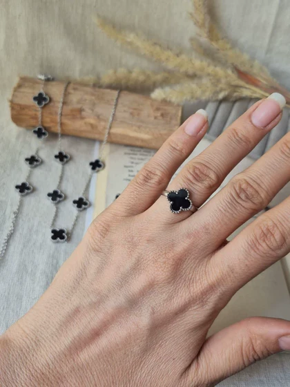 ست کامل ونکلیف مشکی نقره ای