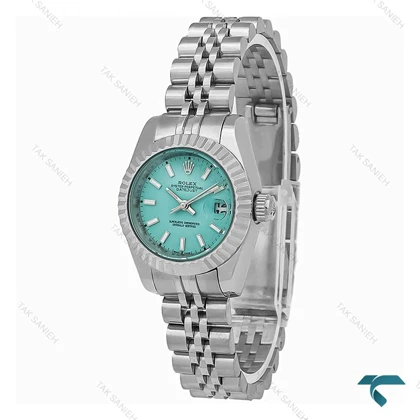 رولکس زنانه سیلور ایندکس خط صفحه فیروزه ای Rolex-8253-L