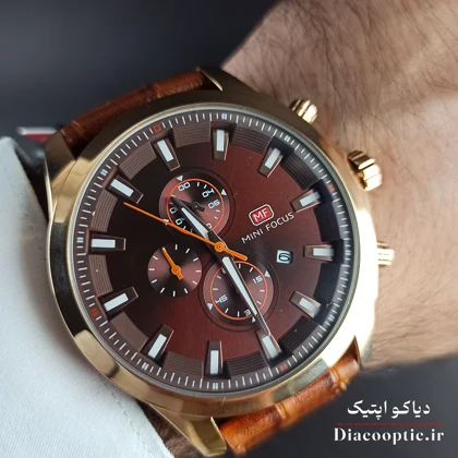 ساعت مچی مردانه اورجینال موتور ژاپنی برند مینی فوکوس سه موتور مدل Mf0082G.02 بند چرم