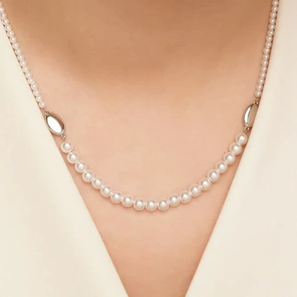 گردنبند فول مروارید ، برند محبوب ژوپینگ ، رنگ سفید