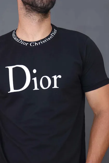 تیشرت مشکی یقه چاپ DIOR
