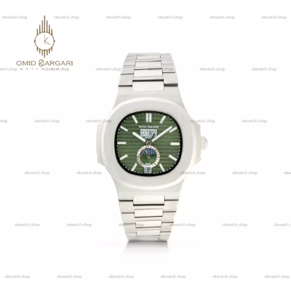 ساعت مچی پتک فیلیپ ناتیلوس دو تقویم صفحه سبز Patek Philippe Nautilus
