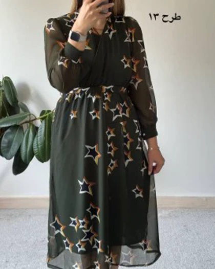 پیراهن حریر سرمه سری 13