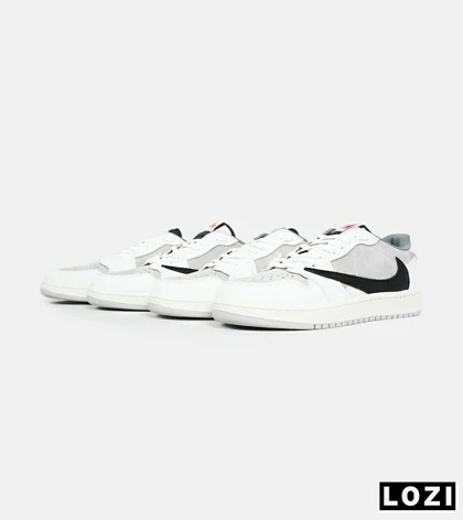 کفش کتانی مردانه سفید طوسی مشکی NIKE travis scott