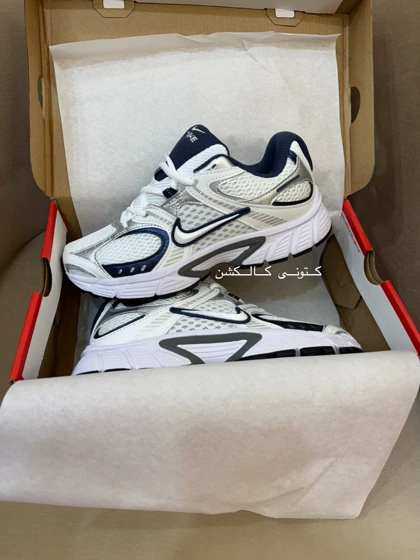 کتانی نایک وی پنج رانر سفید سورمه ای Nike V5K RNR White and navy blue کیفیت اورجینال