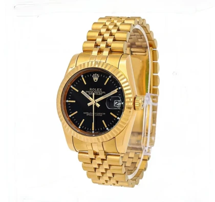ساعت رولکس دیت جاست مردانه طلایی صفحه مشکی خطی