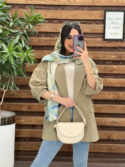 مانتو تک دکمه آسیتن پفی