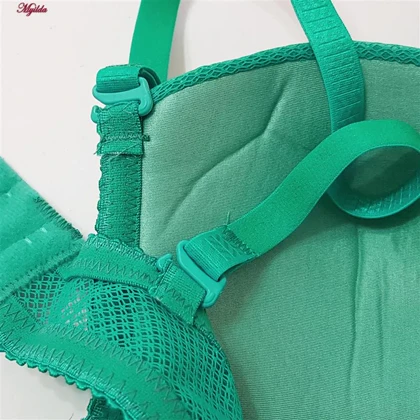 ست شورت و سوتین زنانه لنا مدل فنردار بند متحرک کاپ اسفنجی سبزآبی تیره کد 4961