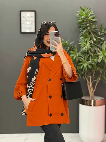مانتو کتی شش دکمه آستین پرچ