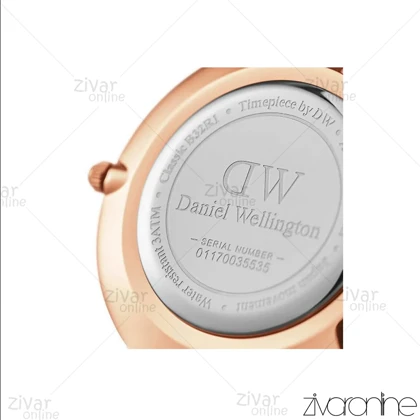 ساعت دنیل ولینگتون زنانه قاب رزگلد بند چرم عسلی مدیوم 104743