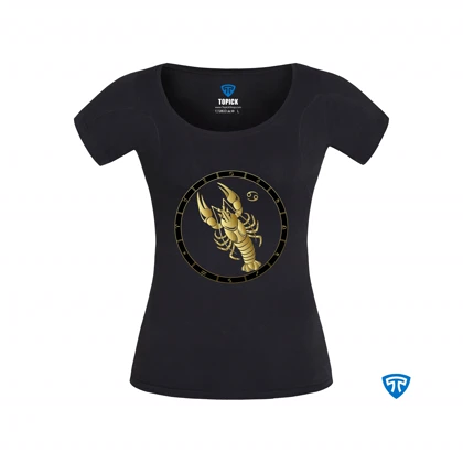 تیشرت ضدتعریق زنانه مشکی نماد متولدین تیر ماه