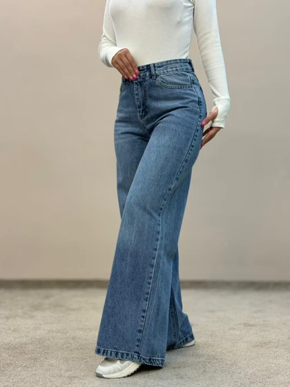 شلوار جین فولبگ آبی روشن6219