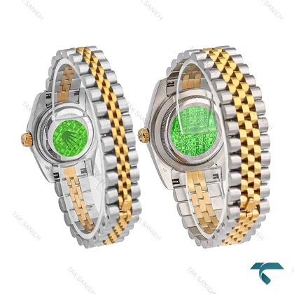 ساعت مچی ست Rolex دورنگ طلایی صفحه سیلور Rolex-7159-S
