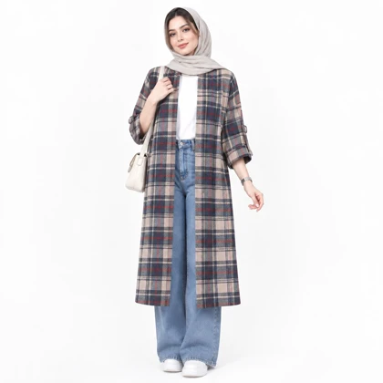 مانتو اسپرت چهارخونه پشمی پاییزه